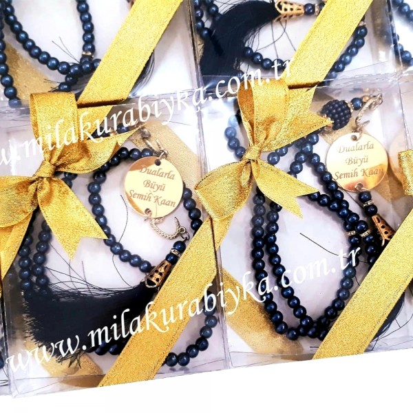 İsimli İnci Tesbih - Lacivert